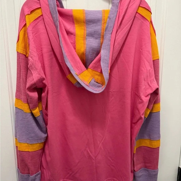 BiBi Pink Long Sleeve Top with Colorful Stripes - Picture 4 of 5